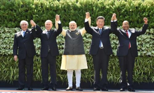 The heads of BRICS nations at Goa Summit. Source: PIB, India