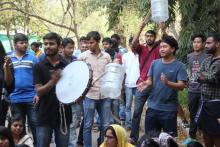 Students protesting at TISS, Hyderabad campus. 